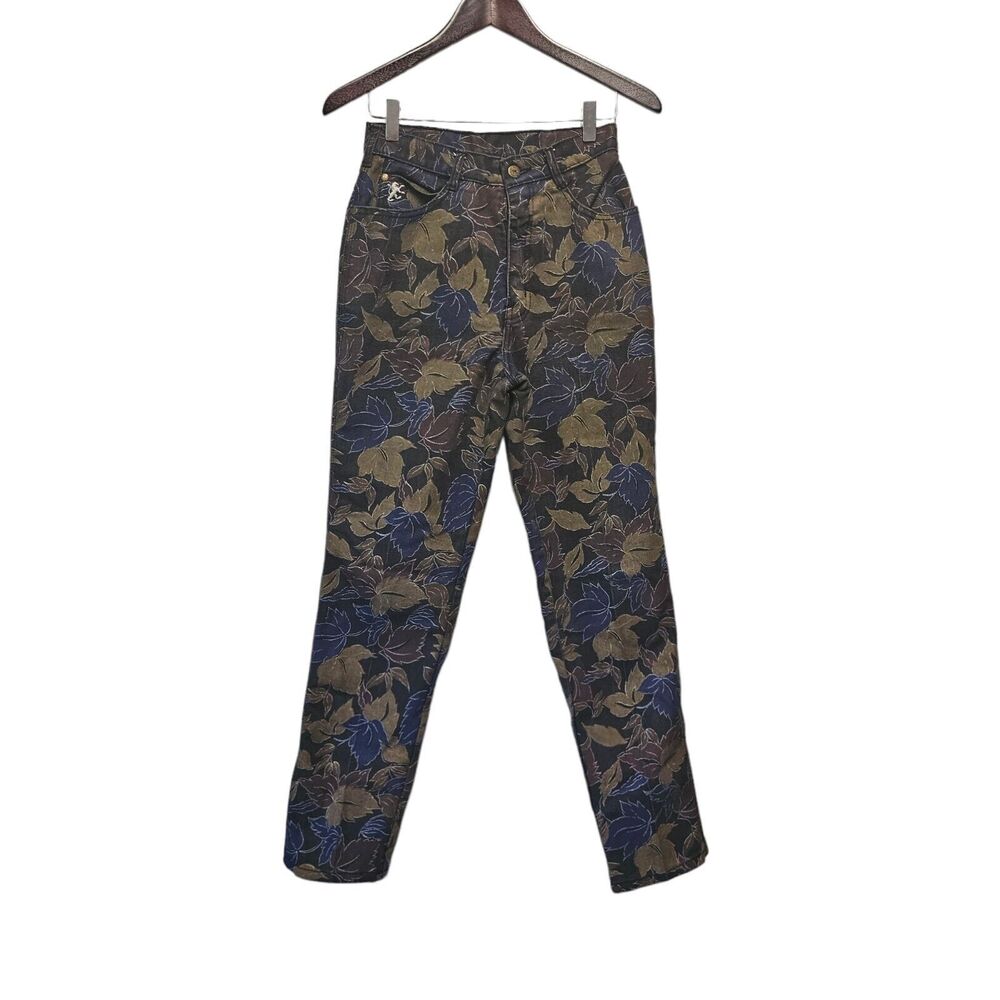 Vintage BRAXTON Jeans Stretch Black Floral Size 10 - Picture 3 of 6